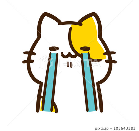 涙を流すかわいいねこのキャラクターの上半身イラスト 103643383