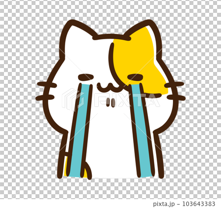 Upper body illustration of a cute cat character shedding tears Upper body illustration of a cute cat character shedding tears 103643383