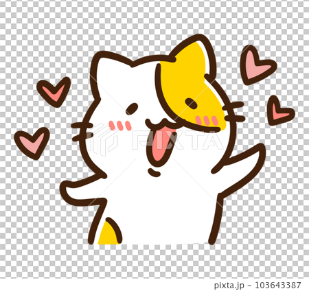 一個看起來很開心的可愛貓咪角色插圖 103643387