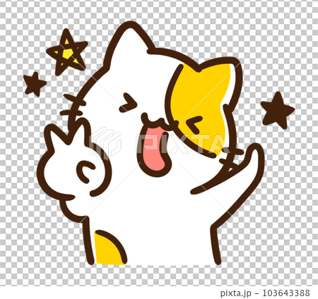 一隻可愛的貓在好心情中和平的人物插圖 一隻可愛的貓在好心情中和平的人物插圖 103643388