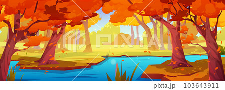 River in autumn forest, nature falling landscape River in autumn forest, nature falling landscape 103643911
