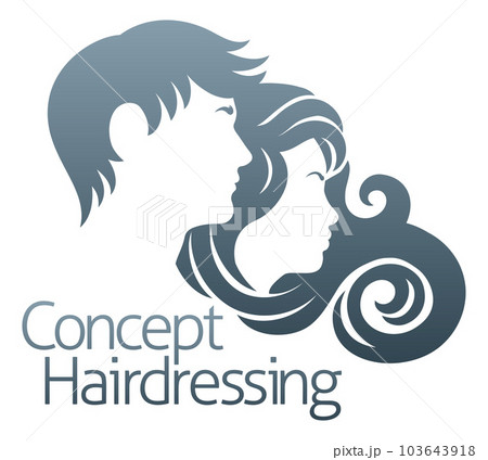 Hairdresser Silhouette Hair Salon Man And Woman Hairdresser Silhouette Hair Salon Man And Woman 103643918