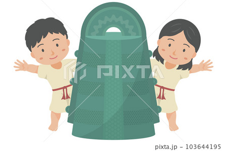 銅鐸と弥生時代の子供 103644195
