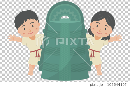 銅鐸と弥生時代の子供 103644195