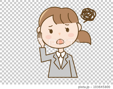 因煩惱煩惱而頭疼的西裝女性_上班族 103645800