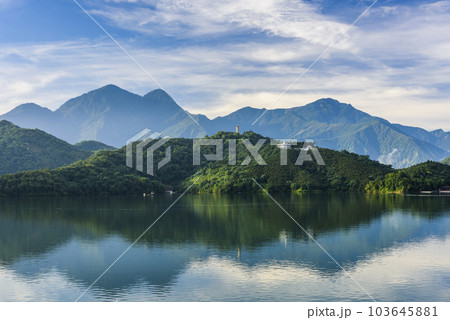 The scenery of Sun Moon Lake in the morning. it's a famous attraction in Nantou, Taiwan. 103645881