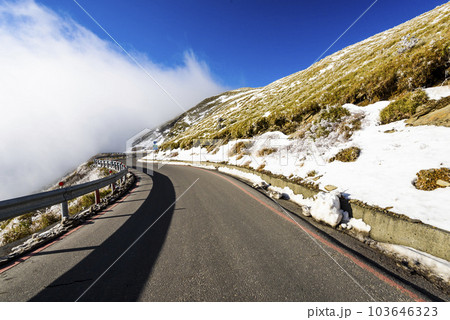 The snow covered forests and roads in Hehuanshan National Forest Recreation Area of Nantou, Taiwan. Located in Taroko National Park. The snow covered forests and roads in Hehuanshan National Forest Recreation Area of Nantou, Taiwan. Located in Taroko National Park. 103646323