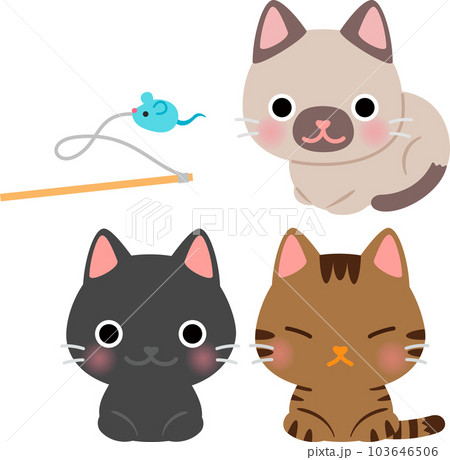 香箱座りした猫のデフォルメイラストセット 103646506