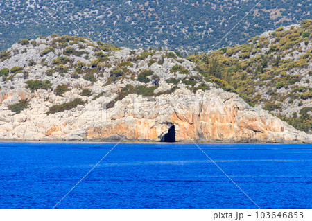 Pirate's cave near Kekova, Antalya province in Turkey 103646853