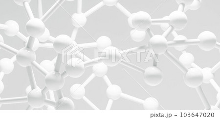 Illustration of a 3D rendered structure composed of white spherical balls 3d render 103647020