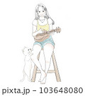 ウクレレを弾く女性イラスト ウクレレを弾く女性イラスト 103648080