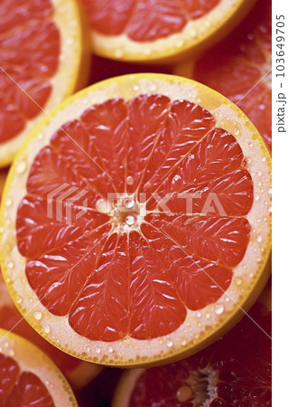 カットしたグレープフルーツの断面のクローズアップ「AI生成画像」 103649705