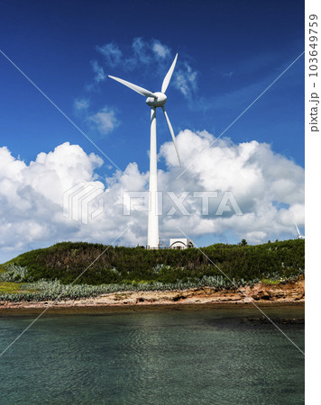 The wind power plant, energy systems, and renewable energy are on the coast of Penghu, Taiwan. 103649759