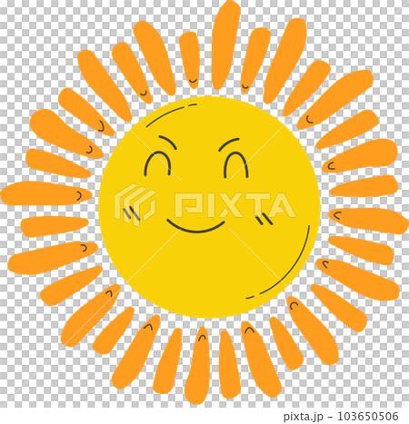 Cute Sun with sunshine. Isolated illustration on transparent background. Cute Sun with sunshine. Isolated illustration on transparent background. 103650506