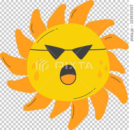 Cute Sun with sunshine. Isolated illustration on transparent background. Cute Sun with sunshine. Isolated illustration on transparent background. 103650507