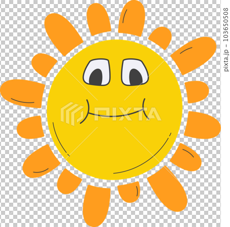 Cute Sun with sunshine. Isolated illustration on transparent background. Cute Sun with sunshine. Isolated illustration on transparent background. 103650508
