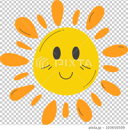 Cute Sun with sunshine. Isolated illustration on transparent background. Cute Sun with sunshine. Isolated illustration on transparent background. 103650509