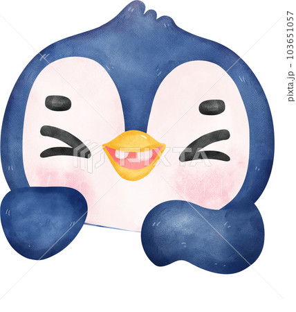Adorable watercolor baby penguin with a joyful expression, vibrant nursery children illustration 103651057