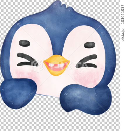 Adorable watercolor baby penguin with a joyful expression, vibrant nursery children illustration 103651057