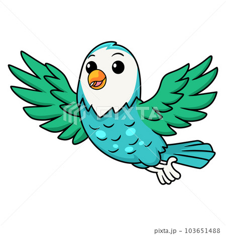 Cute blue turquoise bird cartoon flying Cute blue turquoise bird cartoon flying 103651488