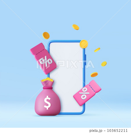3D Gift Coupon on mobile phone. 103652211