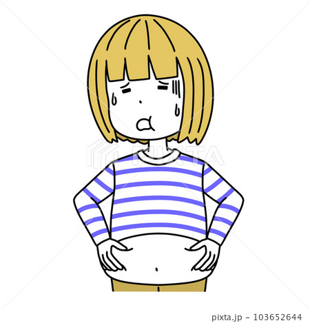 太っていることを気にする女性のイラスト 103652644