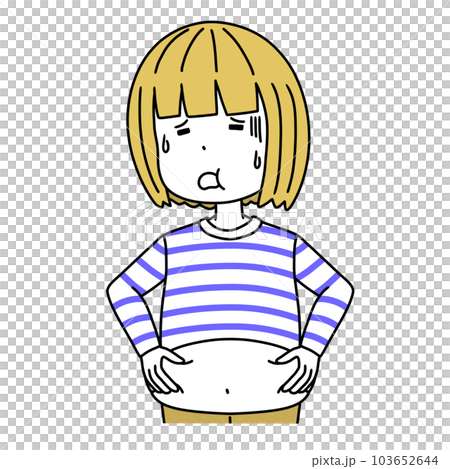太っていることを気にする女性のイラスト 103652644