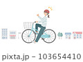 ヘルメット着用の努力義務に対応する自転車に乗った女性 103654410