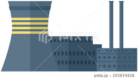 Energy production factory. Manufactory building for production of power and harmful energy Energy production factory. Manufactory building for production of power and harmful energy 103654826