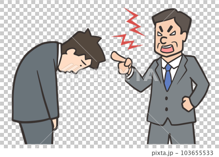 怒る中年男性と謝る男性、スーツの会社員、ガミガミ言う人 怒る中年男性と謝る男性、スーツの会社員、ガミガミ言う人 103655533