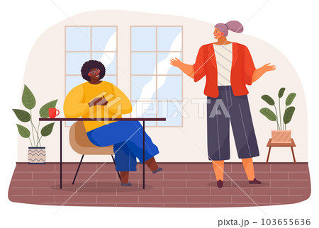 Office workers characters discussing matters. Business meeting and consideration of working problem 103655636