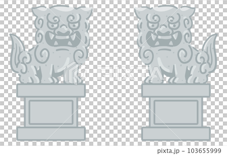 シンプルなかわいい狛犬のイラスト 103655999