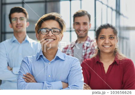 Company organization employee unity and support. Concept of corporate partnership and management. 103656626