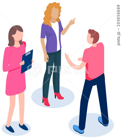 People at business meeting work together. Colleagues discuss company statistics and arguing 103656689