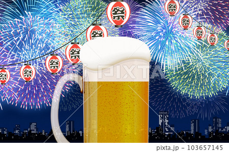 ビール　花火大会　背景素材 103657145
