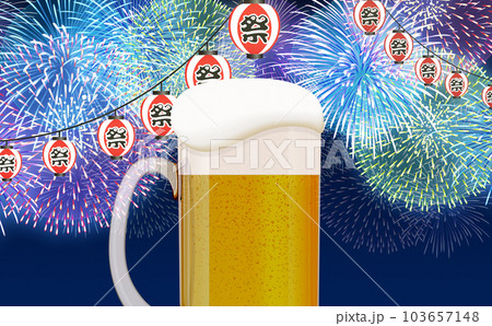 ビール　花火大会　背景素材 103657148