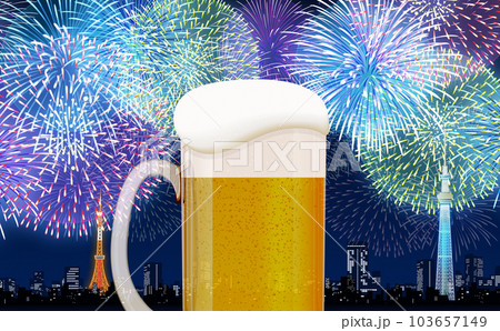 ビール 花火大会 背景素材 ビール 花火大会 背景素材 103657149