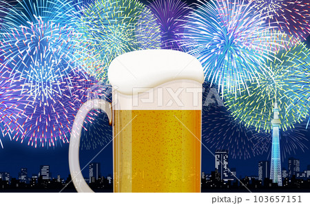 ビール 花火大会 背景素材 ビール 花火大会 背景素材 103657151