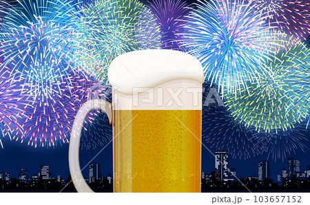 ビール　花火大会　背景素材 103657152