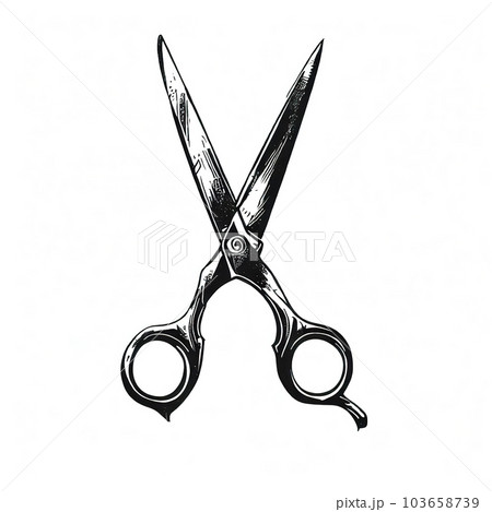 Hairdressing scissors,white background,ink sytle  103658739