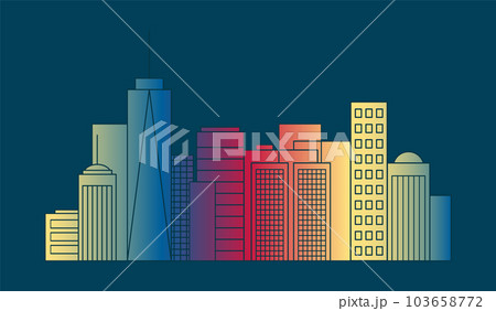 Modern gradient cityscape continuous one line vector drawing. 103658772
