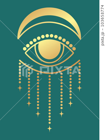 Golden style mystic eye printed illustration poster. Tarot card 103658774