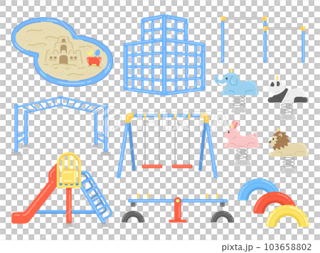 Illustration set of playground equipment in the park 103658802