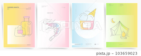 Summer Gradient Posters and Covers set. Modern...のイラスト素材 [103659023 ...