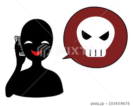 悪意のある話をするスマホを持つ悪人イメージの人物のイラスト 悪意のある話をするスマホを持つ悪人イメージの人物のイラスト 103659678