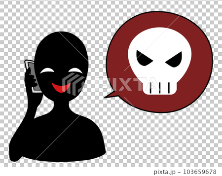 悪意のある話をするスマホを持つ悪人イメージの人物のイラスト 悪意のある話をするスマホを持つ悪人イメージの人物のイラスト 103659678
