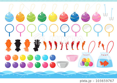 お祭のイラスト素材セット、屋台の遊び・ゲーム 103659767