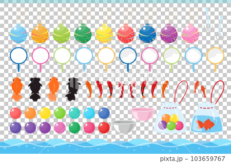 お祭のイラスト素材セット、屋台の遊び・ゲーム 103659767