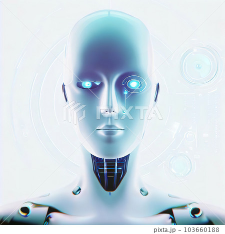 female mannequin face, about, graphical abstract, white background, a sci fi cyborg  103660188
