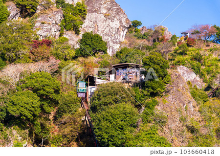 秋の紅葉に映える大断崖「重盤岩」（ちょうはんがん）つなぎ温泉　四季彩　津奈木町 103660418